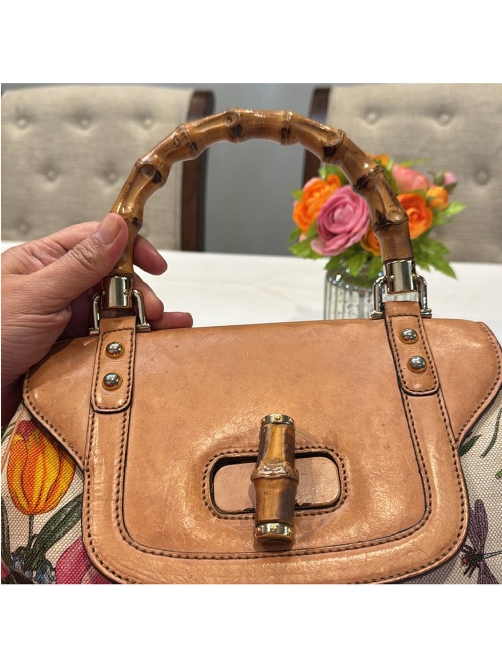 Authentic Gucci Flora Bamboo Top-Handle bag - Picture 6 of 12